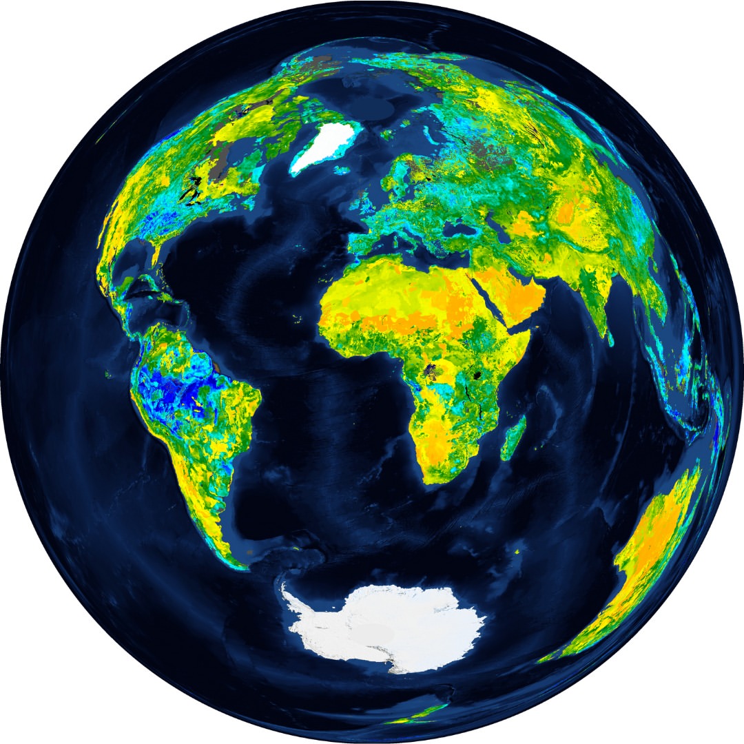 World map of NASA SMAL root zone soil moisture